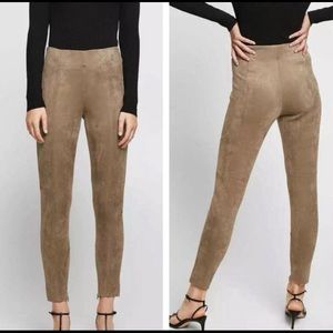 ZARA Faux Suede Dark Stone/Brown High Waist Legging Pants-SIZE SMALL-NWOT
